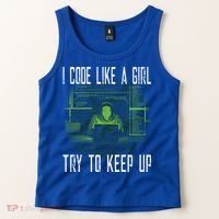 Female Computer Programmer I Code Like A Girl Coding Gift Tank Top thumb 2