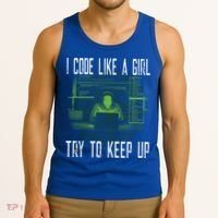 Female Computer Programmer I Code Like A Girl Coding Gift Tank Top thumb 3