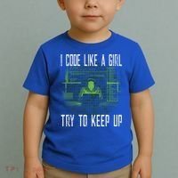 Female Computer Programmer I Code Like A Girl Coding Gift Toddler T-Shirt thumb 2