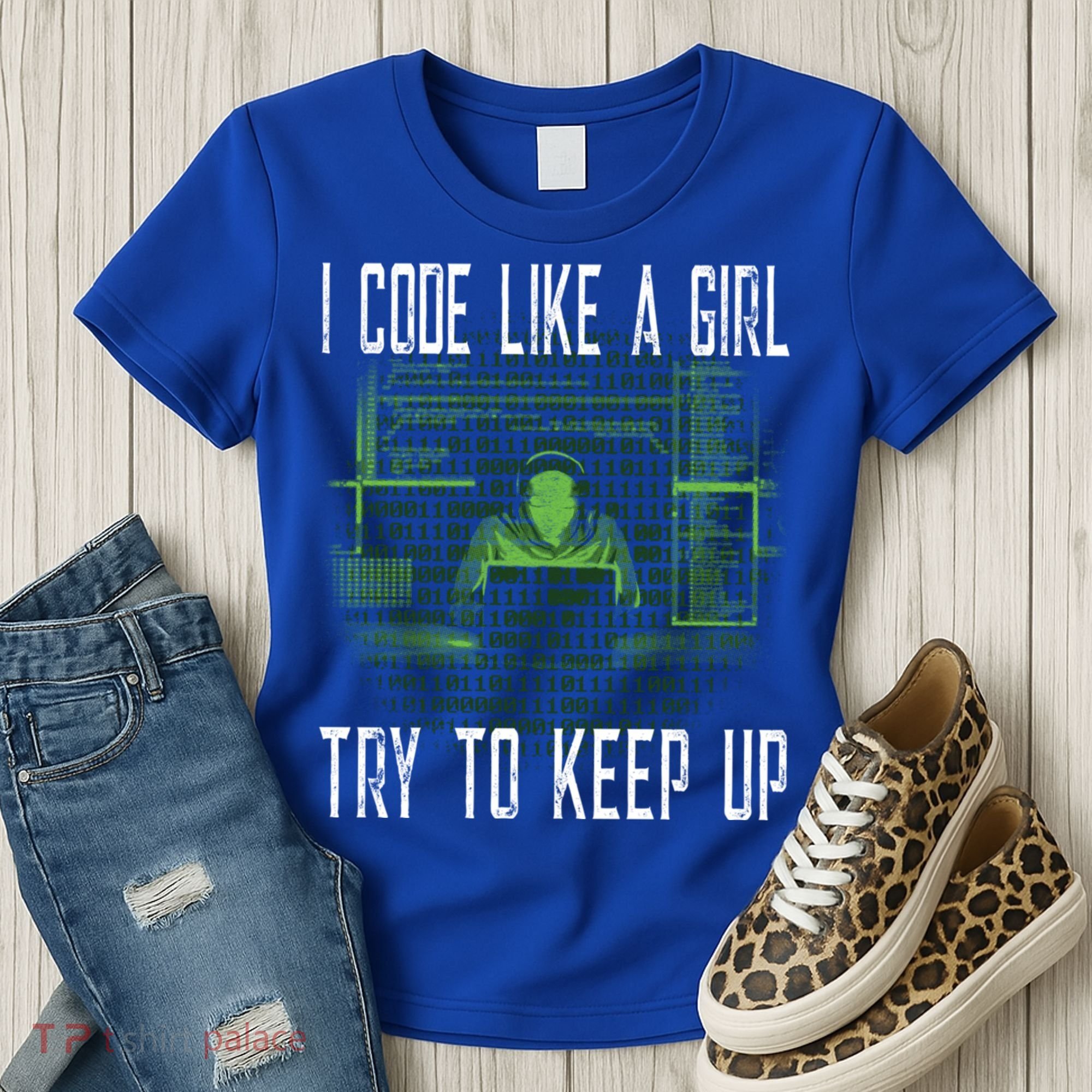 Female Computer Programmer I Code Like A Girl Coding Gift Women's T-Shirt