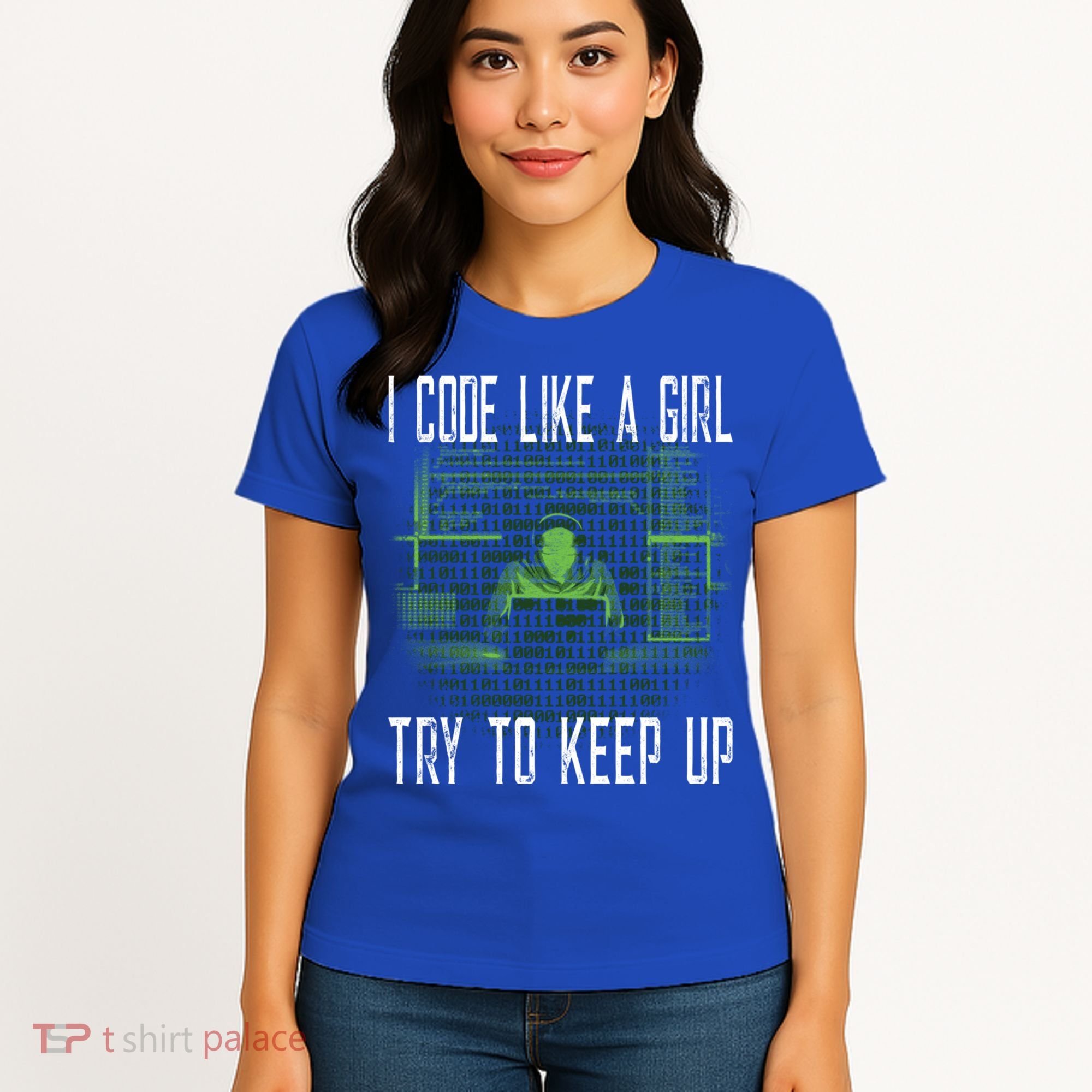 Female Computer Programmer I Code Like A Girl Coding Gift Women's T-Shirt