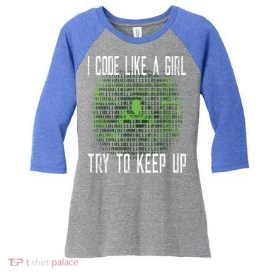 Female Computer Programmer I Code Like A Girl Coding Gift Women's Tri-Blend 3/4-Sleeve Raglan Shirt