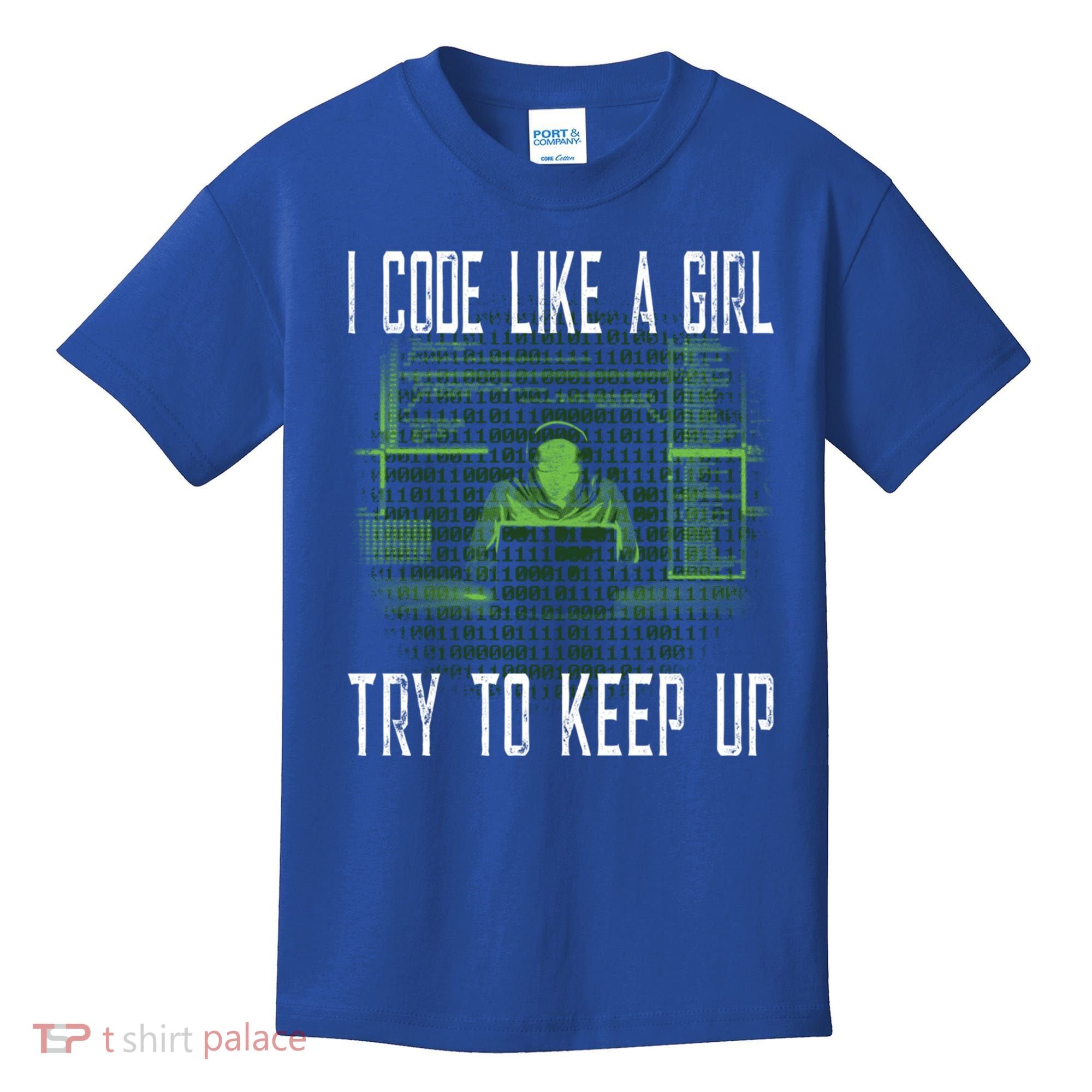 Female Computer Programmer I Code Like A Girl Coding Gift Kids T-Shirt