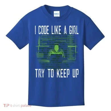 Female Computer Programmer I Code Like A Girl Coding Gift Kids T-Shirt