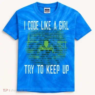 Female Computer Programmer I Code Like A Girl Coding Gift Kids Tie-Dye T-Shirt