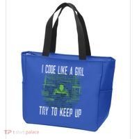 Female Computer Programmer I Code Like A Girl Coding Gift Tote Bag thumb 3