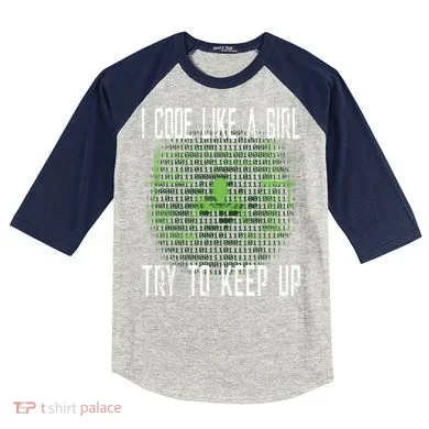 Female Computer Programmer I Code Like A Girl Coding Gift Kids Colorblock Raglan Jersey