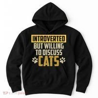 Funny Cat Paws Introverted But Willing To Discuss Cats Hoodie thumb 0