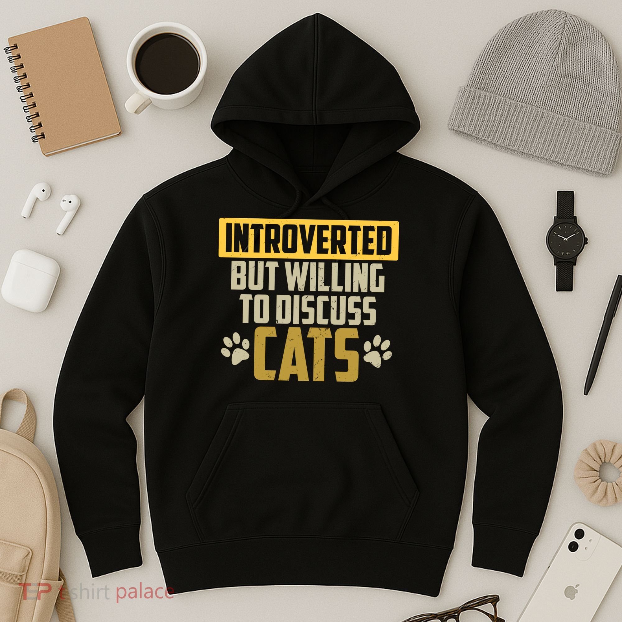 Funny Cat Paws Introverted But Willing To Discuss Cats Hoodie