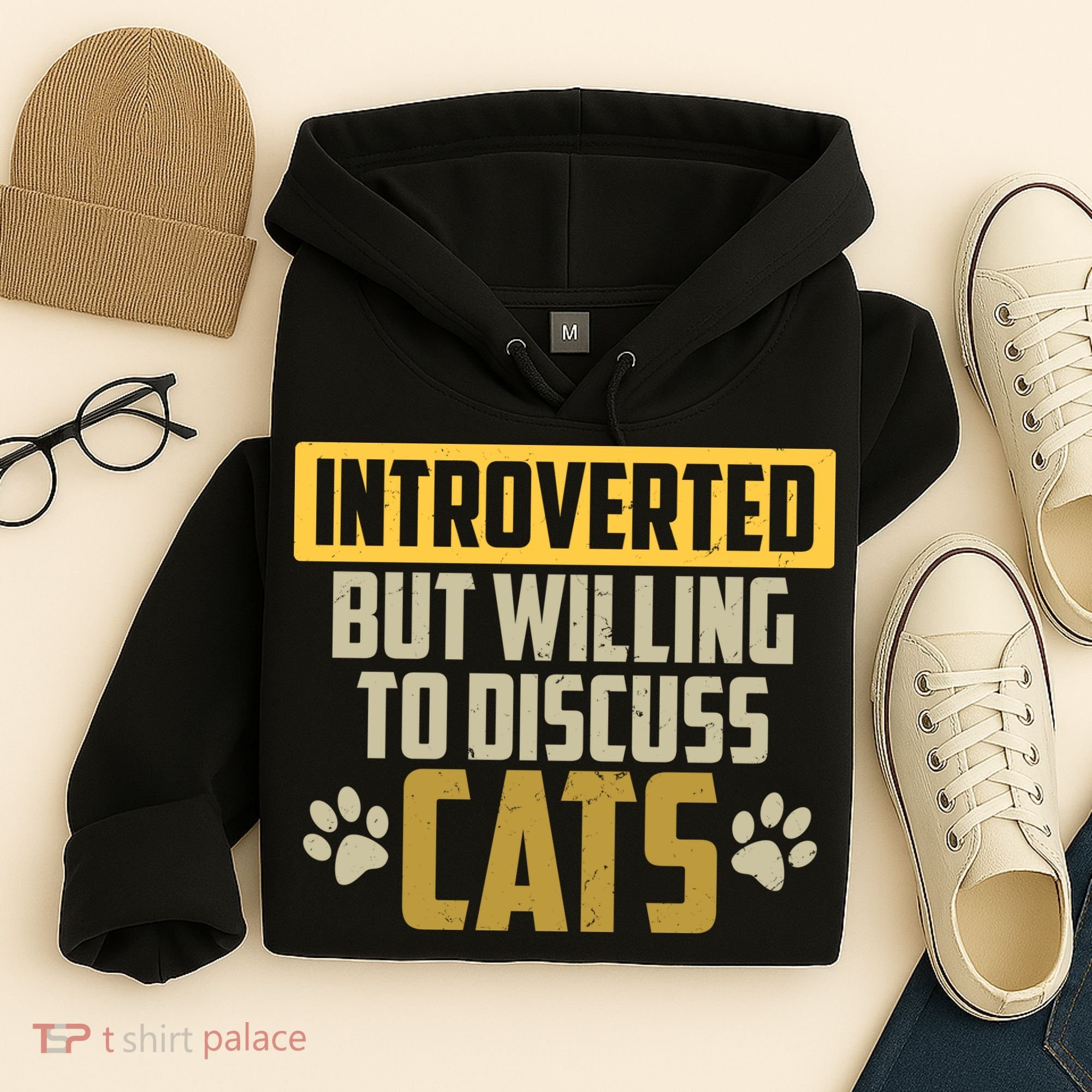 Funny Cat Paws Introverted But Willing To Discuss Cats Hoodie