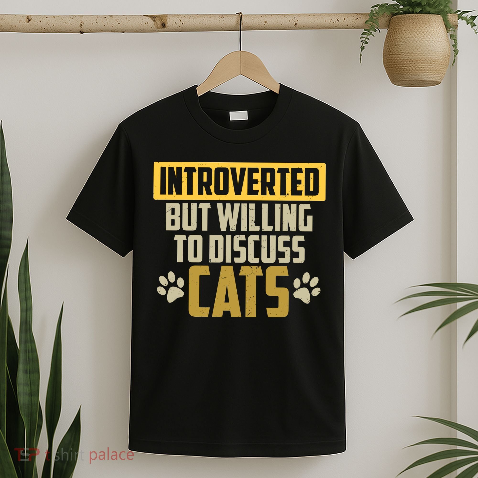 Funny Cat Paws Introverted But Willing To Discuss Cats T-Shirt