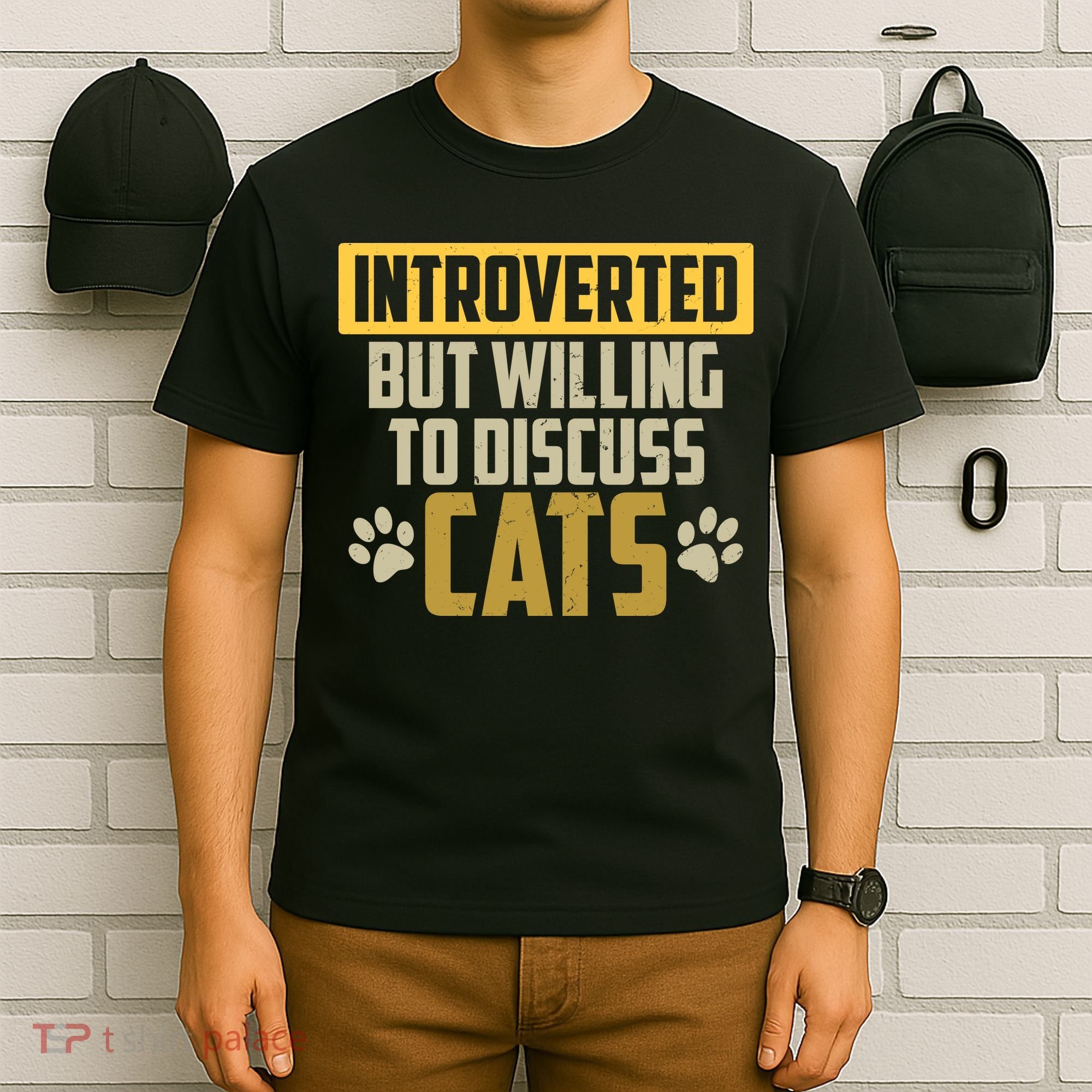 Funny Cat Paws Introverted But Willing To Discuss Cats T-Shirt