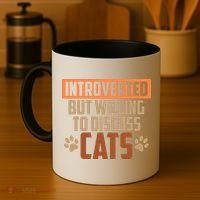 Funny Cat Paws Introverted But Willing To Discuss Cats Coffee Mug thumb 4