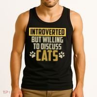 Funny Cat Paws Introverted But Willing To Discuss Cats Tank Top thumb 3