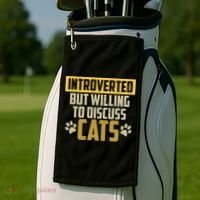 Funny Cat Paws Introverted But Willing To Discuss Cats Golf Towel thumb 2