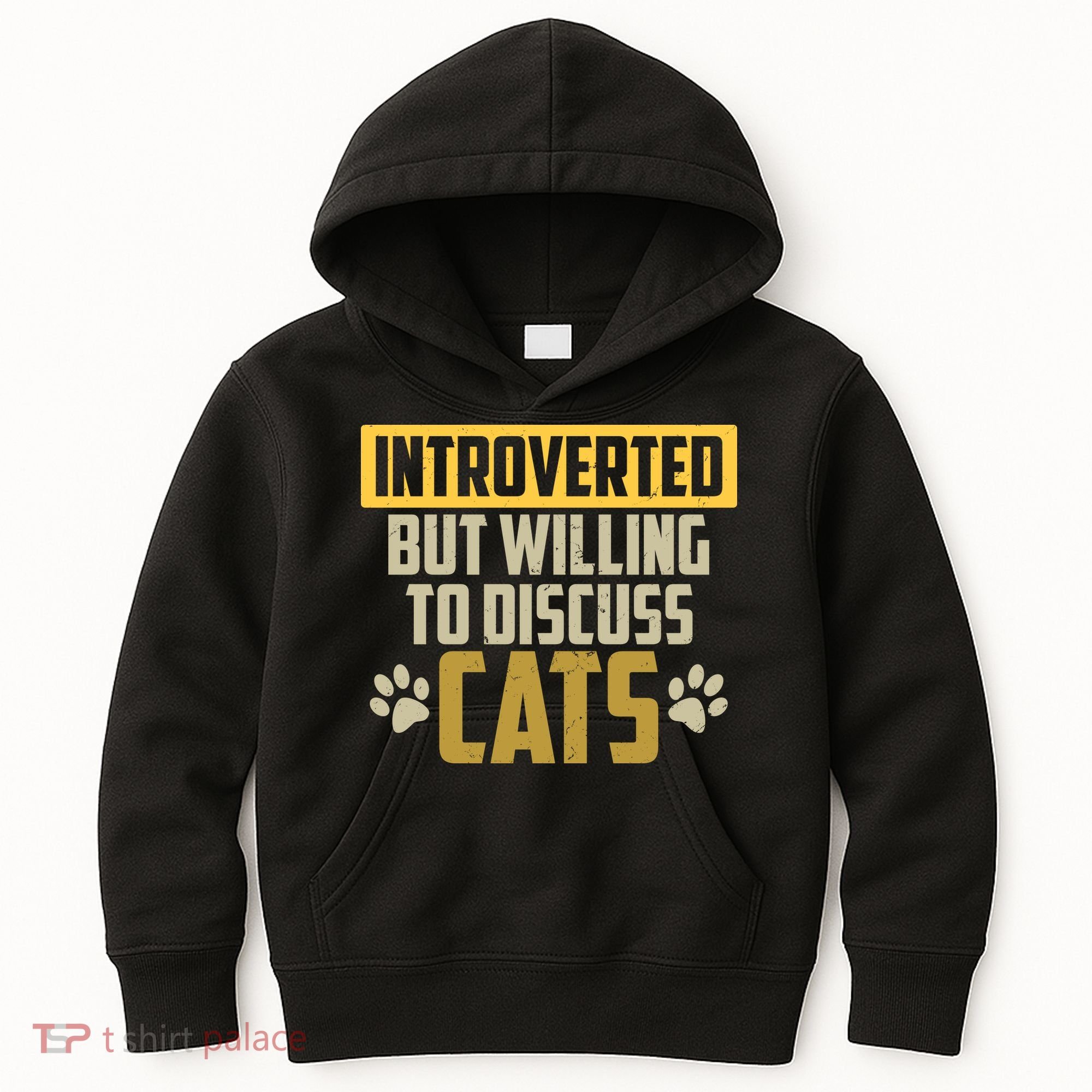 Funny Cat Paws Introverted But Willing To Discuss Cats Kids Hoodie