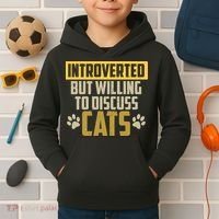 Funny Cat Paws Introverted But Willing To Discuss Cats Kids Hoodie thumb 2