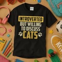 Funny Cat Paws Introverted But Willing To Discuss Cats Kids T-Shirt thumb 3