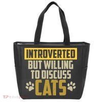 Funny Cat Paws Introverted But Willing To Discuss Cats Tote Bag thumb 0