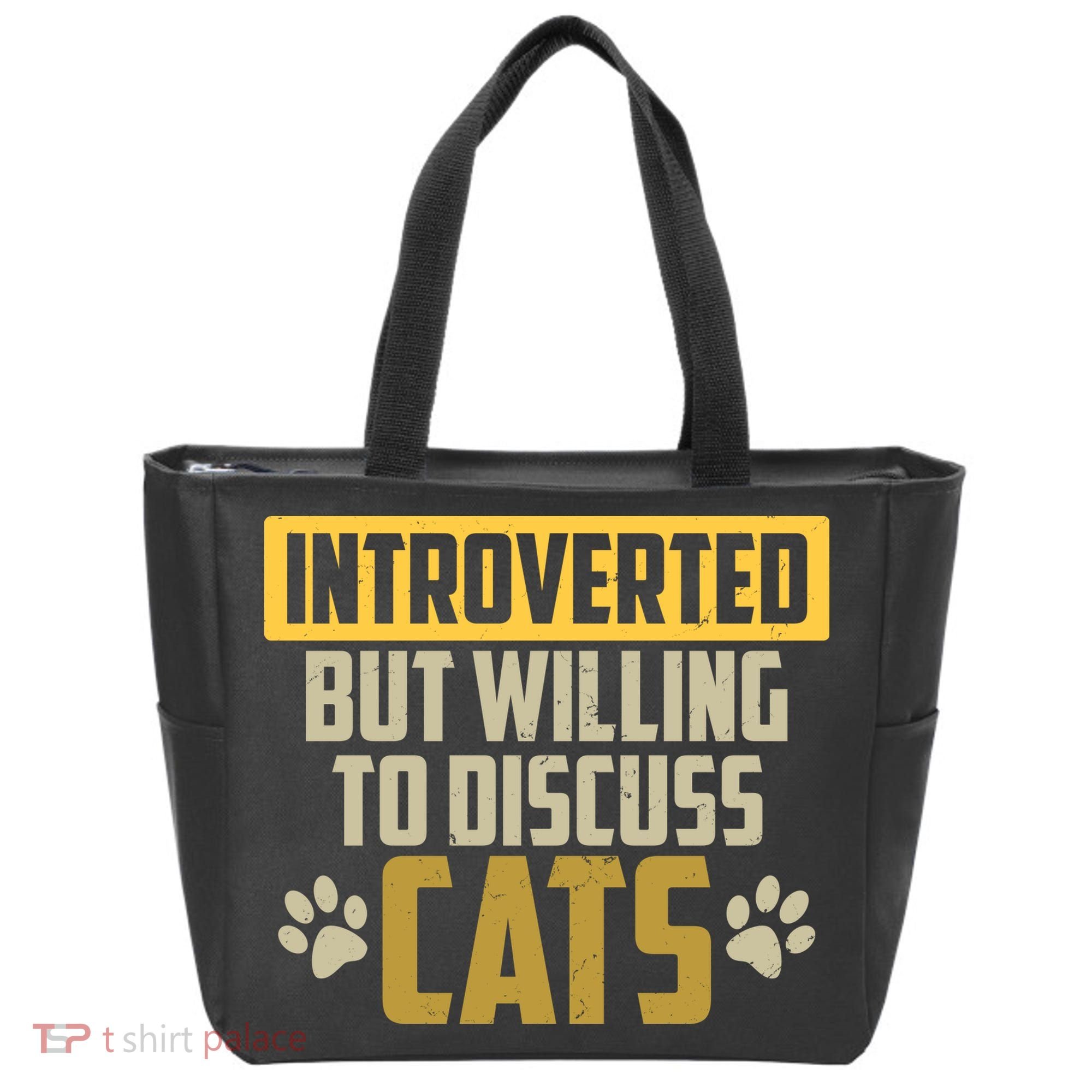 Funny Cat Paws Introverted But Willing To Discuss Cats Tote Bag