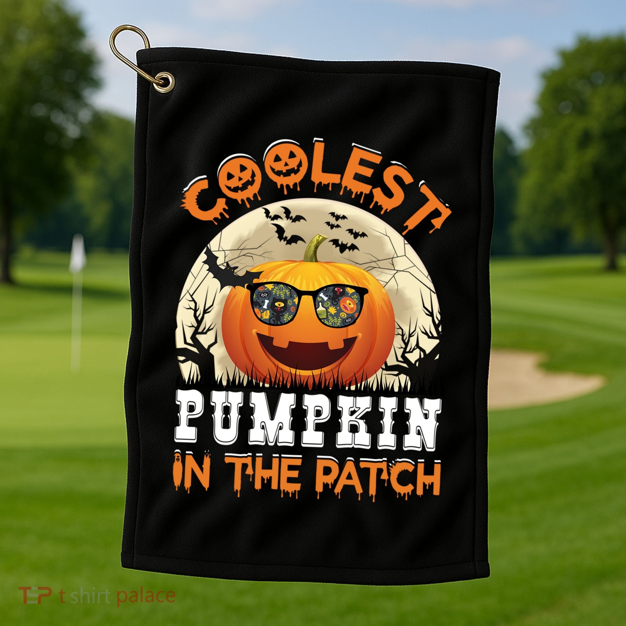 Funny Coolest Pumpkin In The Patch Halloween Graphic Gift Golf Towel