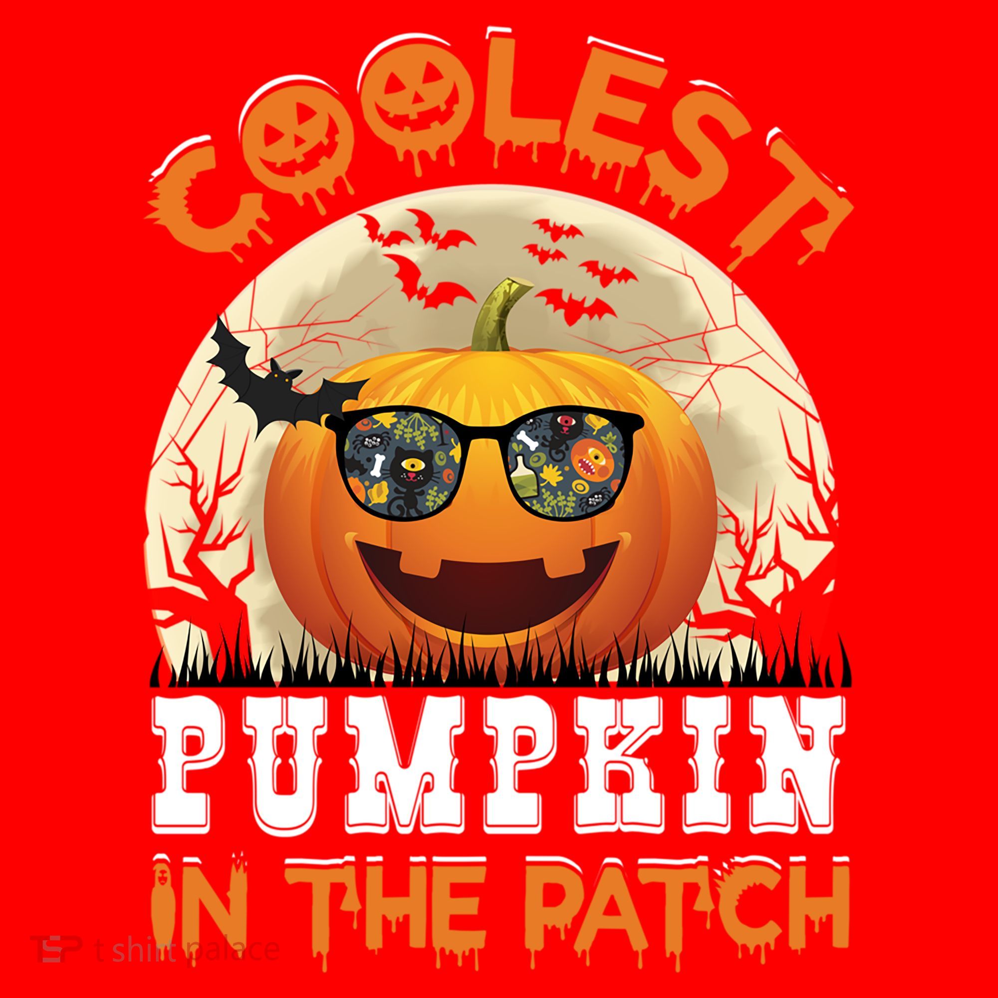 Funny Coolest Pumpkin In The Patch Halloween Graphic Gift Santa Hat