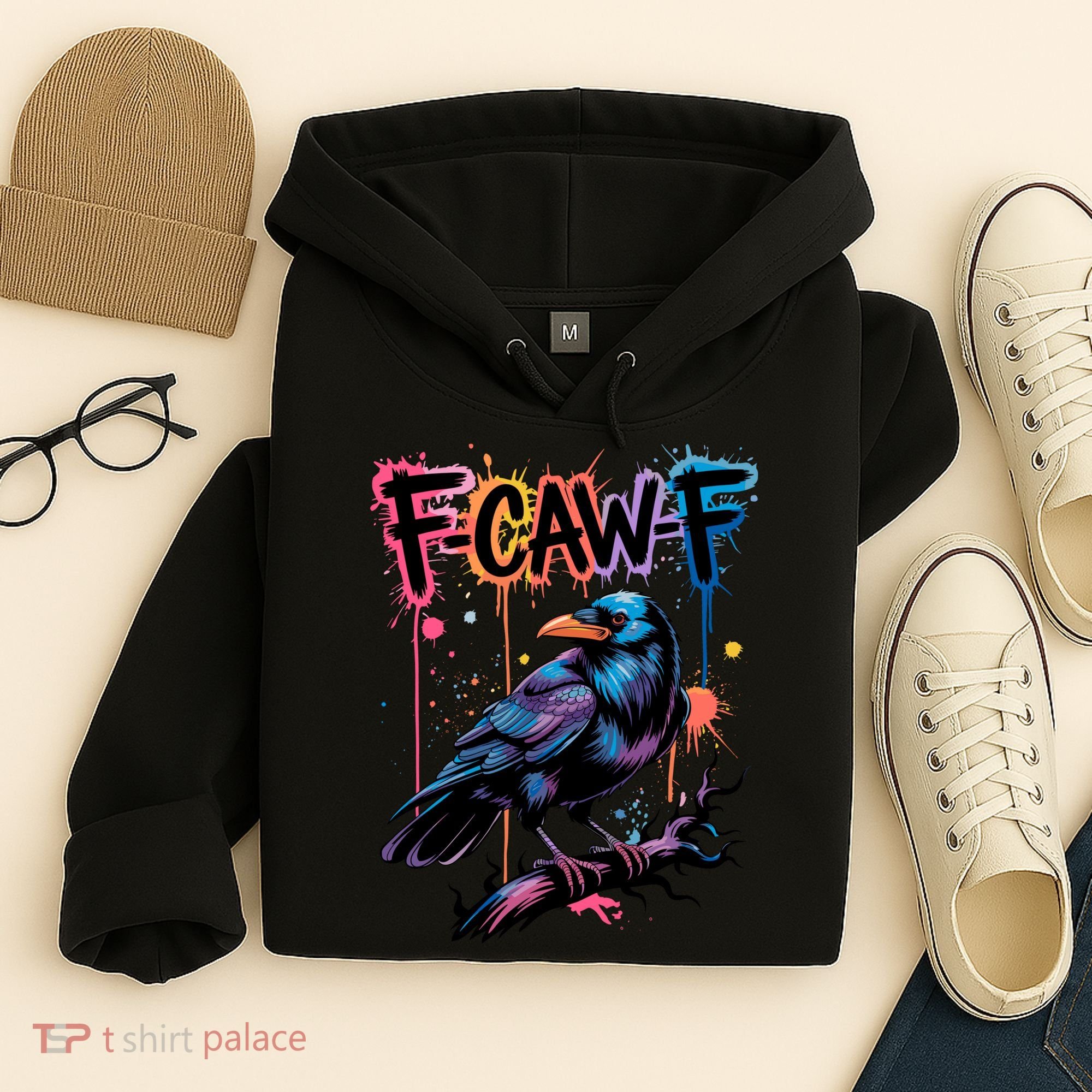 F-Caw-F Crow Pun, Gothic Dark Humor Hoodie