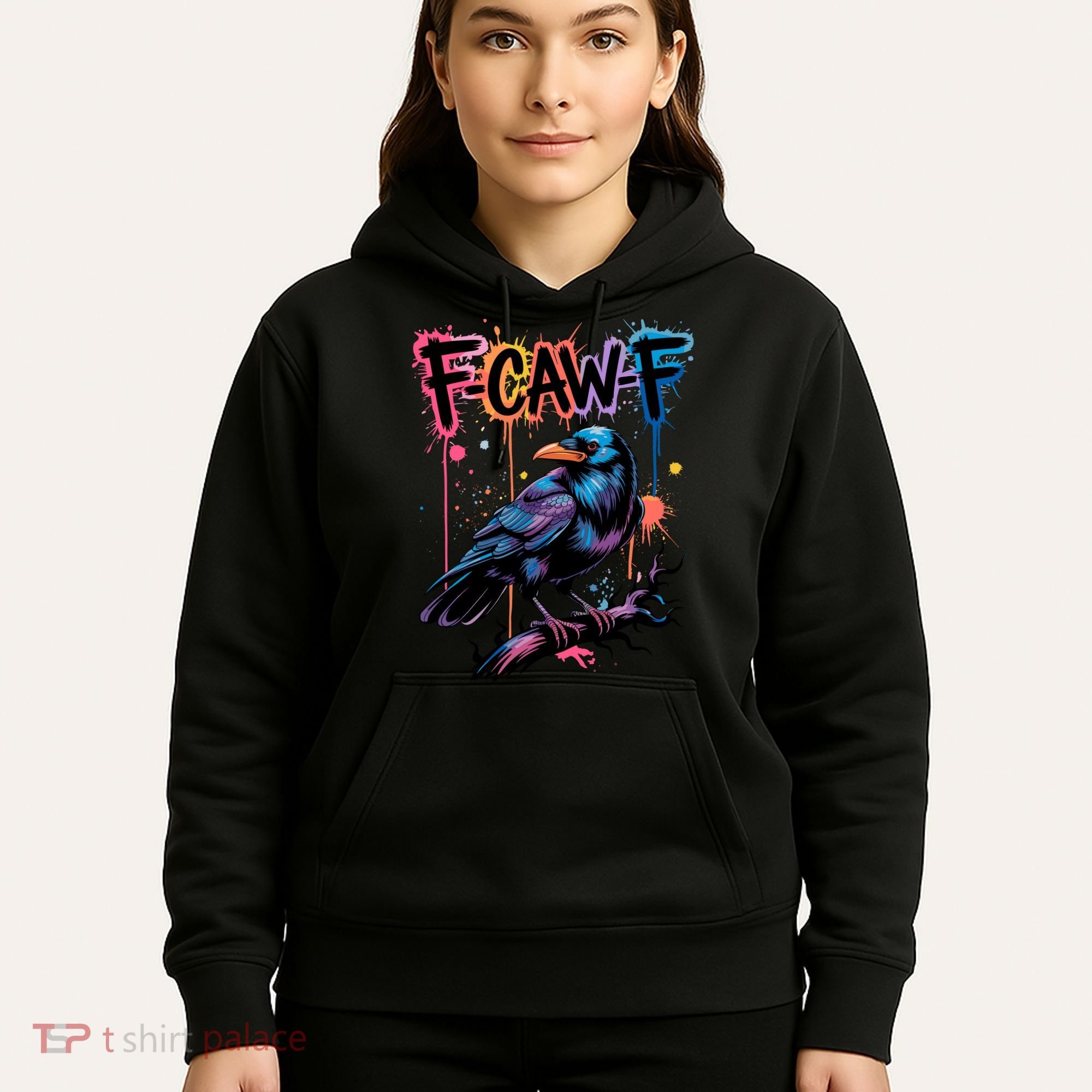 F-Caw-F Crow Pun, Gothic Dark Humor Hoodie