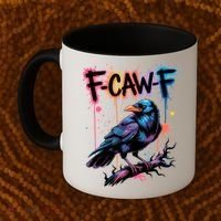 F-Caw-F Crow Pun, Gothic Dark Humor Coffee Mug thumb 2