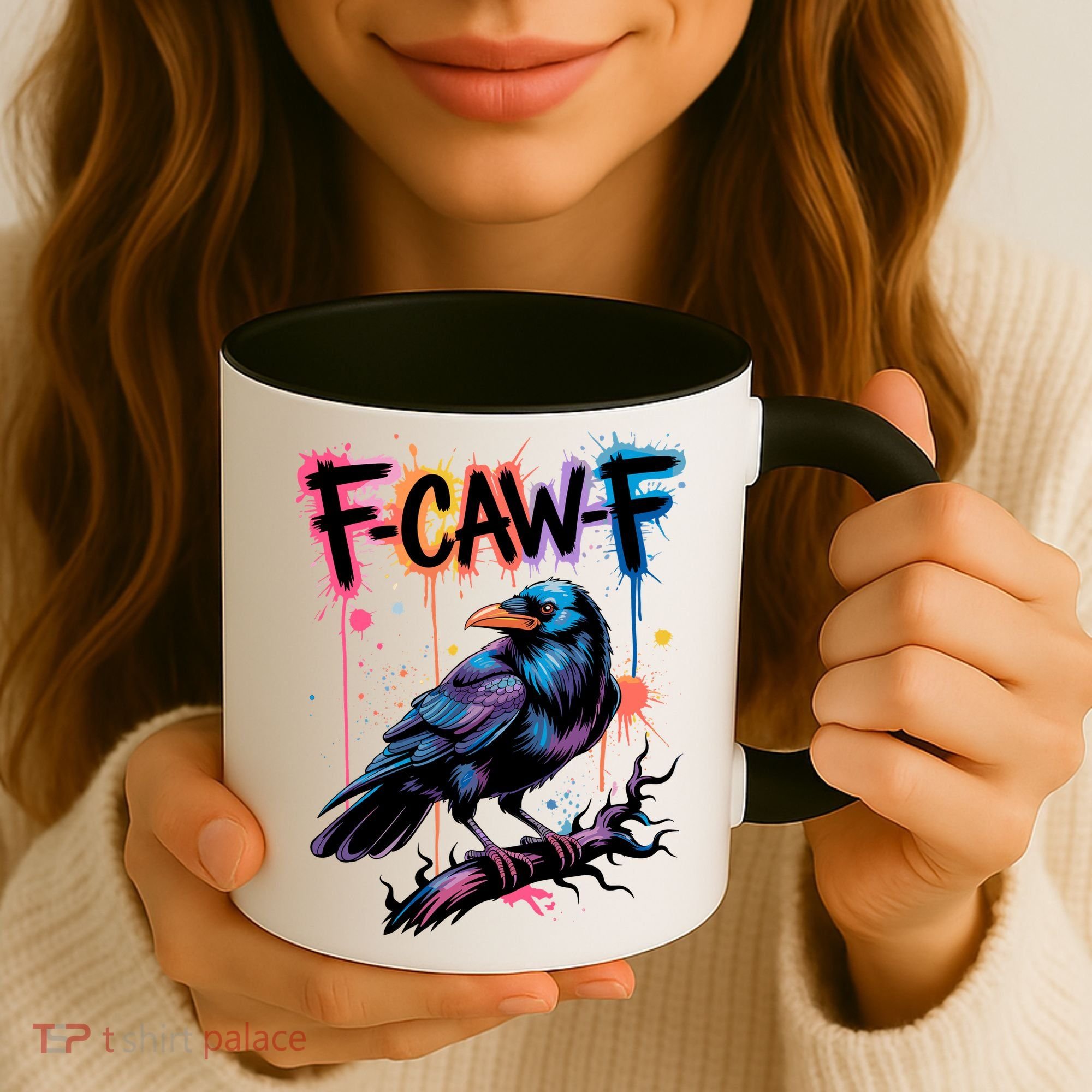 F-Caw-F Crow Pun, Gothic Dark Humor Coffee Mug