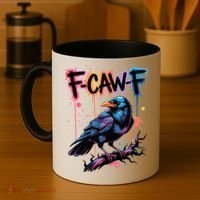 F-Caw-F Crow Pun, Gothic Dark Humor Coffee Mug thumb 4