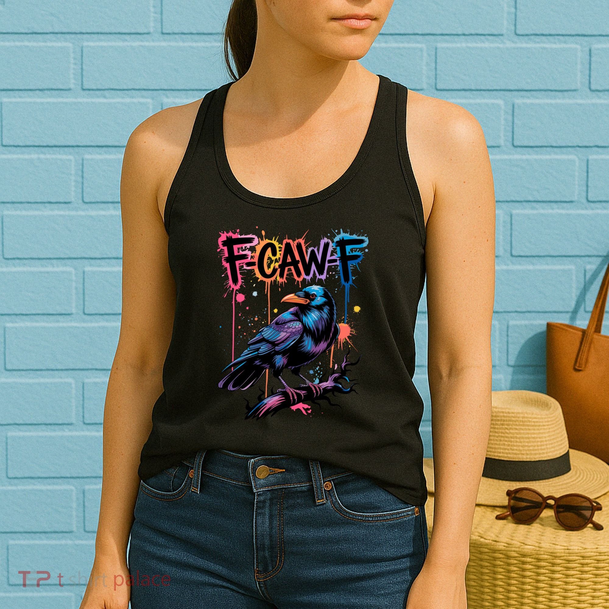 F-Caw-F Crow Pun, Gothic Dark Humor Women's Tank Top