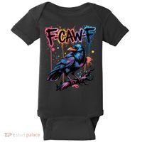 F-Caw-F Crow Pun, Gothic Dark Humor Baby Bodysuit thumb 0