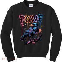 F-Caw-F Crow Pun, Gothic Dark Humor Kids Sweatshirt thumb 0