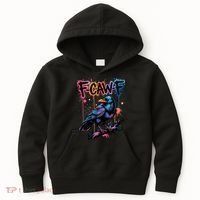 F-Caw-F Crow Pun, Gothic Dark Humor Kids Hoodie thumb 0