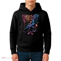 F-Caw-F Crow Pun, Gothic Dark Humor Kids Hoodie thumb 4