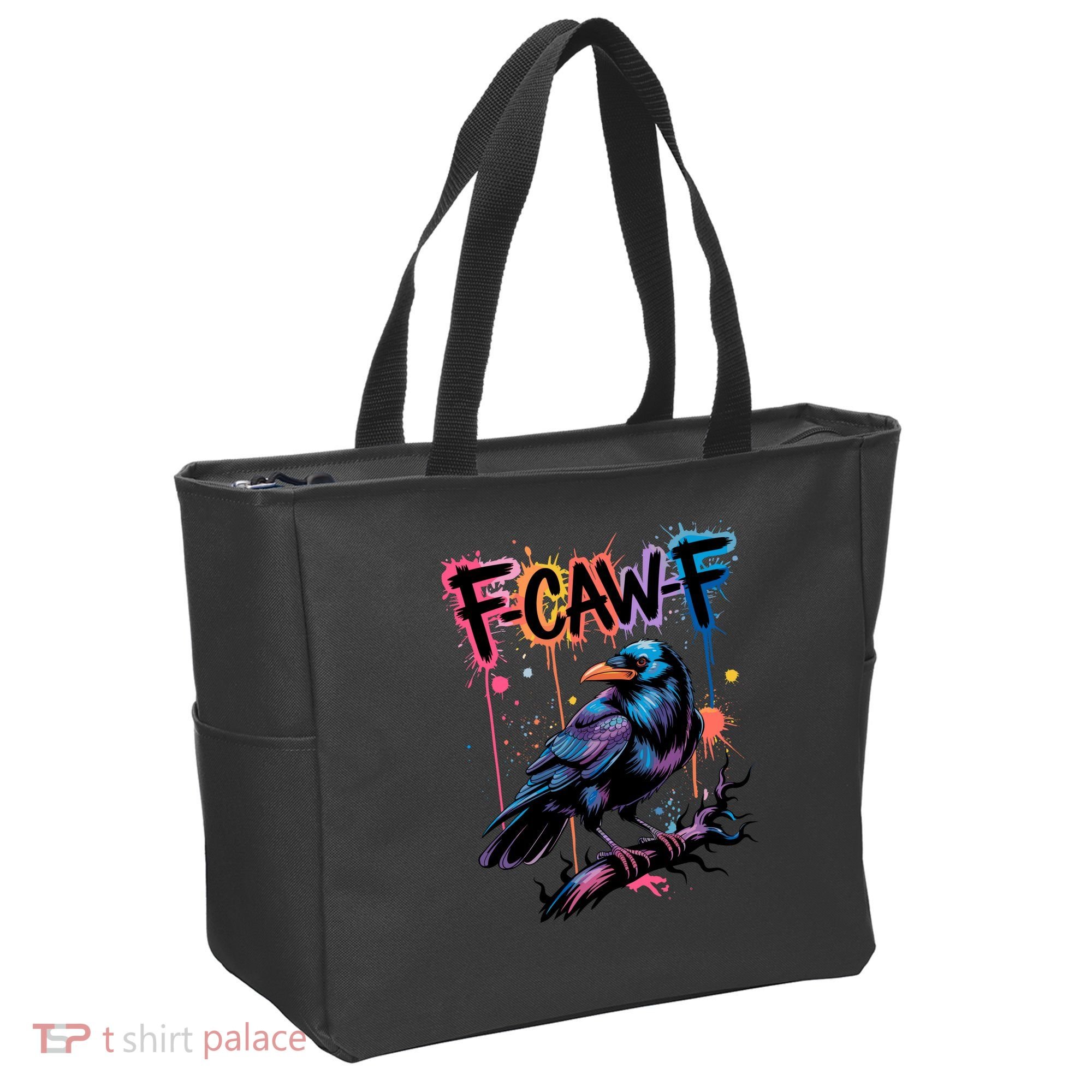 F-Caw-F Crow Pun, Gothic Dark Humor Tote Bag