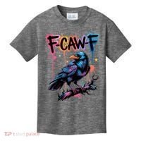 F-Caw-F Crow Pun, Gothic Dark Humor Kids T-Shirt thumb 0
