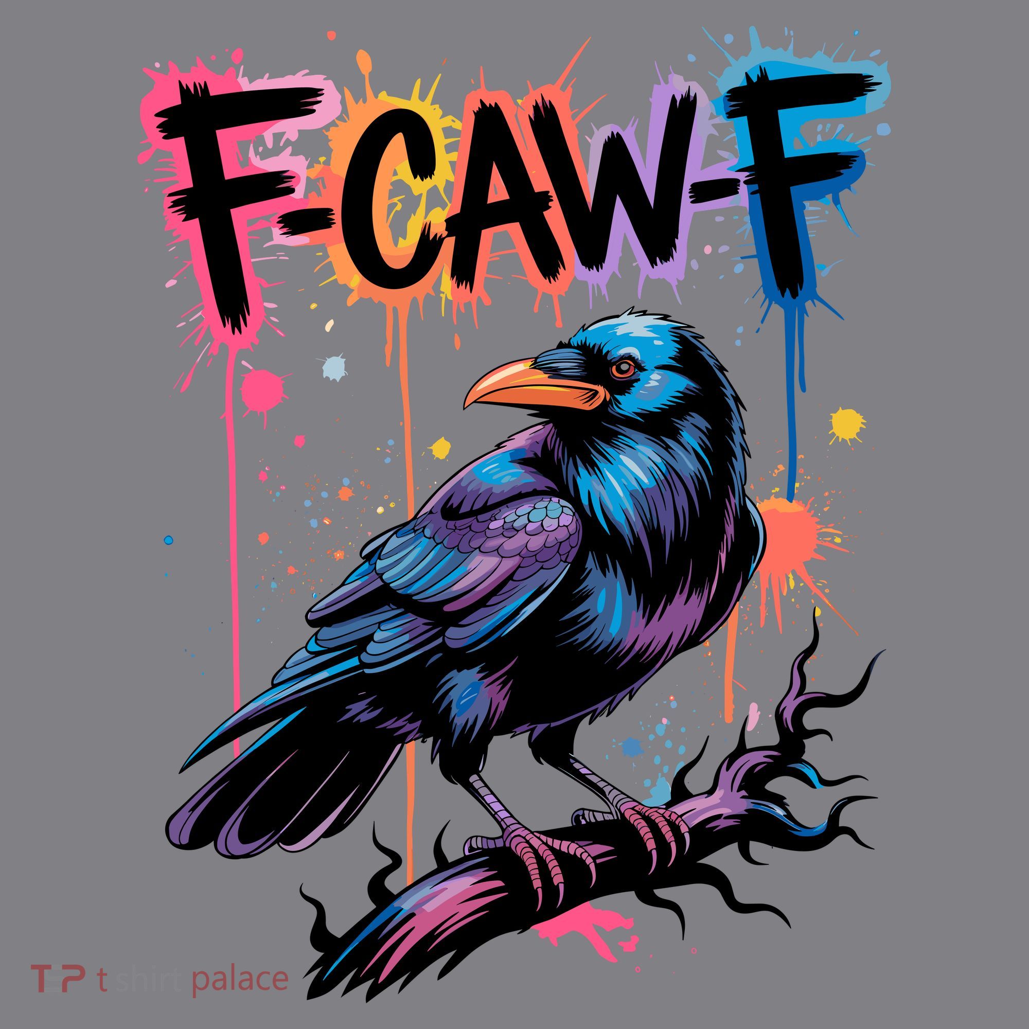 F-Caw-F Crow Pun, Gothic Dark Humor Kids T-Shirt