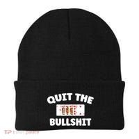 Funny Card Player Pitch Quit The Bullshit Beanie thumb 0