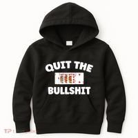 Funny Card Player Pitch Quit The Bullshit Kids Hoodie thumb 0
