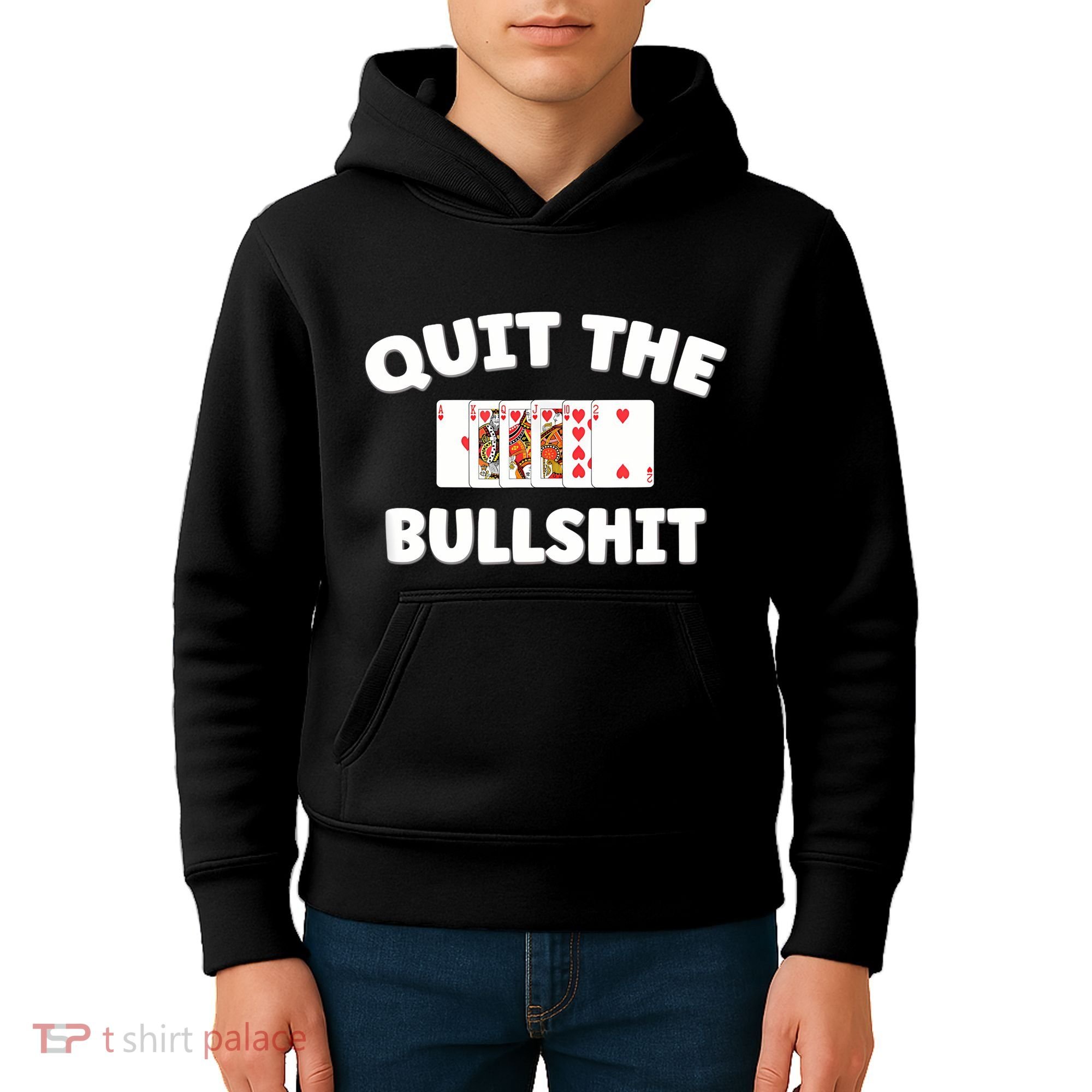 Funny Card Player Pitch Quit The Bullshit Kids Hoodie