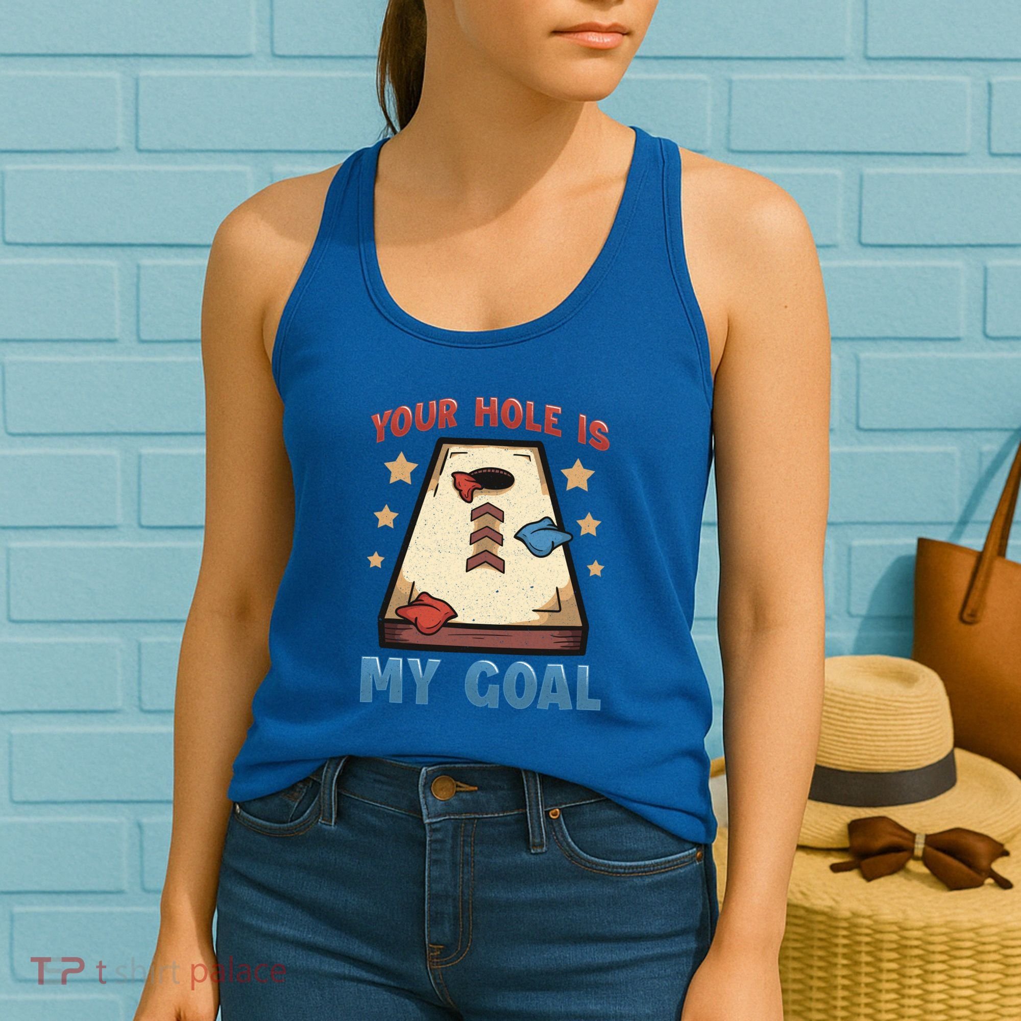 Funny Cornhole Player Your Hole Is My Goal Meaningful Gift Women's Tank Top
