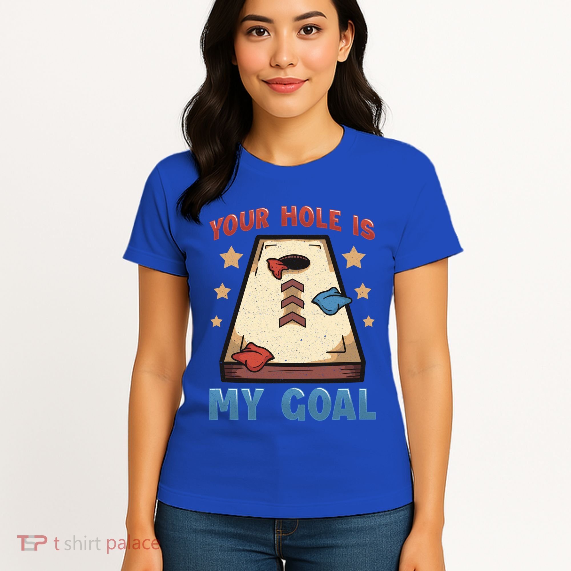 Funny Cornhole Player Your Hole Is My Goal Meaningful Gift Women's T-Shirt
