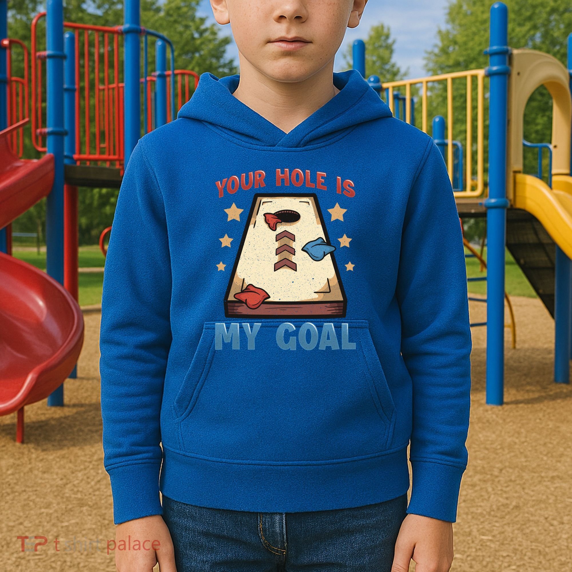 Funny Cornhole Player Your Hole Is My Goal Meaningful Gift Kids Hoodie