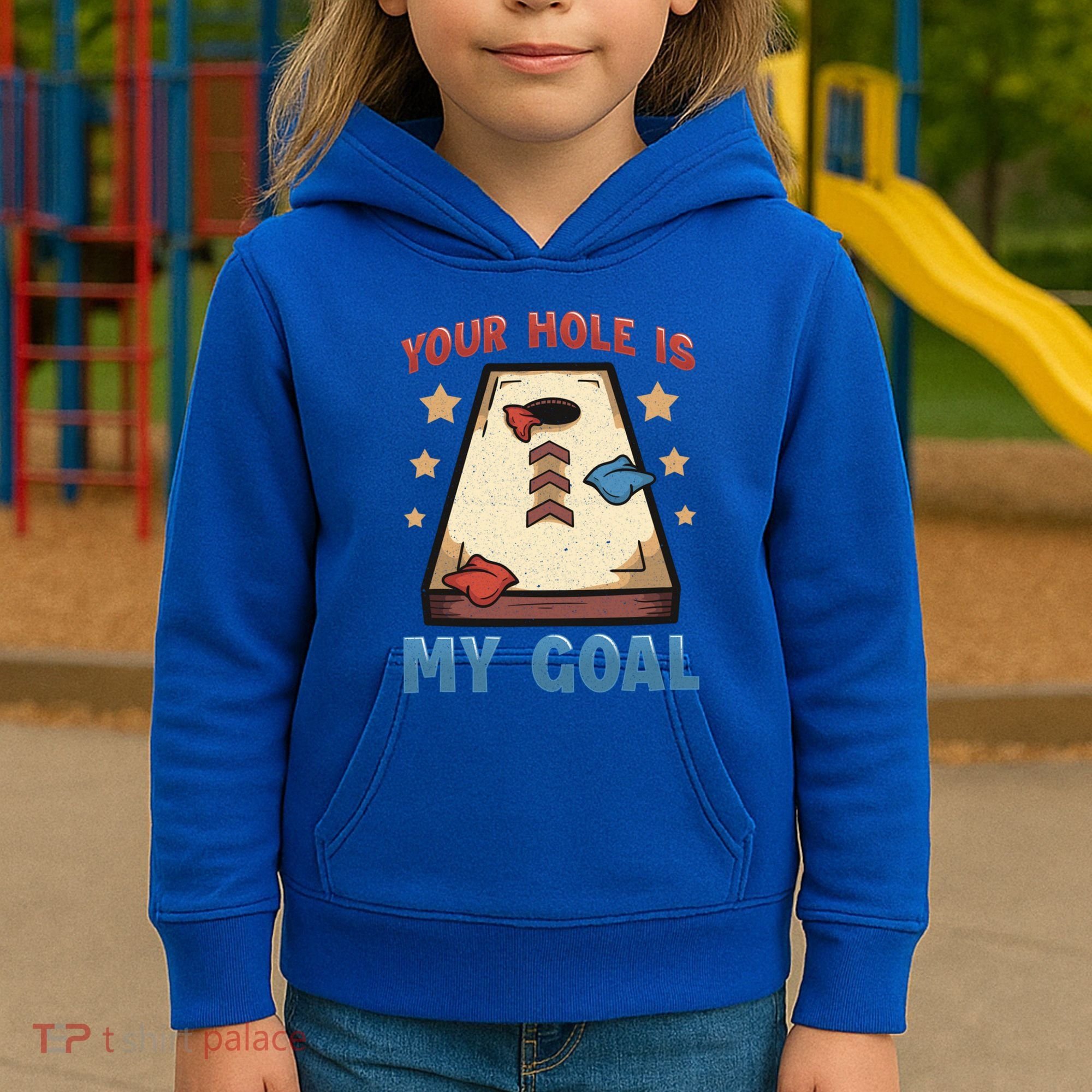 Funny Cornhole Player Your Hole Is My Goal Meaningful Gift Kids Hoodie