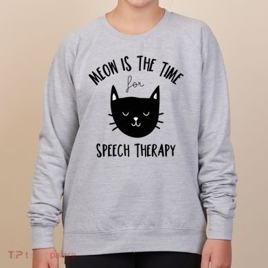 Funny Cat Pun Speech Therapy SLP Therapist Cute Kitten Women's Sweatshirt