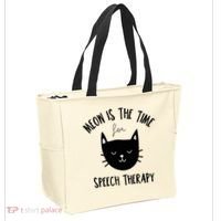 Funny Cat Pun Speech Therapy SLP Therapist Cute Kitten Tote Bag thumb 2