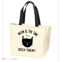Funny Cat Pun Speech Therapy SLP Therapist Cute Kitten Tote Bag thumb 3