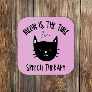 Funny Cat Pun Speech Therapy SLP Therapist Cute Kitten Coaster